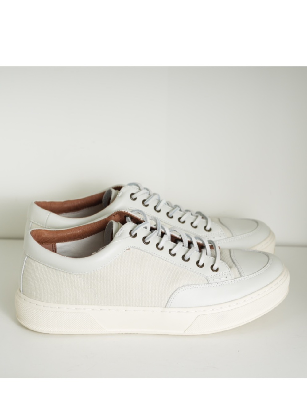 Frye Men's Hoyt Low Lace Canvas Leather Sneakers Shoes White 10.5